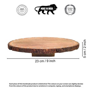 Base Redonda de Madera para Pastel, Soporte para Exhibición de Postres Hecho a Mano, Acabado en Madera Natural para Fiestas, Bodas, Panaderías y Cafeterías - Product Image 6