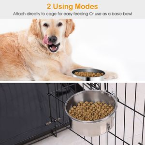 Comedero y Bebedero Desmontable para Jaula de Mascotas con Abrazadera, Tazón de Acero Inoxidable para Perros, Comederos Colgantes para Mascotas - Product Image 3