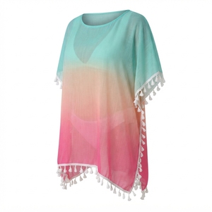 Vestido Playero Tipo Pareo con Estampado Floral Bohemio para Mujer, Protección UV, Corte Regular, Ropa de Playa para Vacaciones, Moda de Verano - Product Image 3