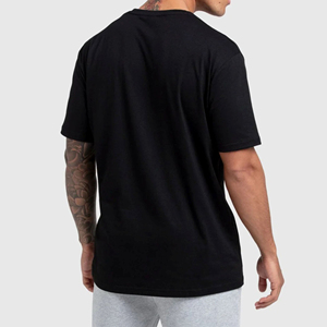 เสื้อยืดผู้ชายสีดำผ้าฝ้ายเรียบ แขนสั้น คอกลม ทรงปกติ สวมใส่สบาย - Product Image 3
