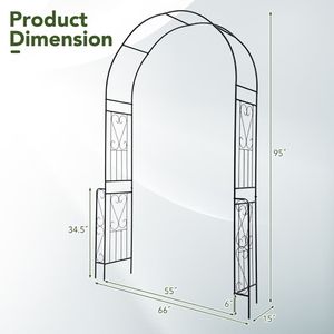 7.9 Feet Metal Garden Arch <b>Backdrop</b> <b>Stand</b> with Fence for <b>Wedding</b> and Climbing Plants - Product Image 5