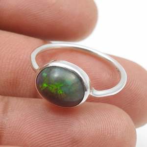 925 Sterling Silver Oval Cut Black <b>Opal</b> Gemstone Wedding <b>Ring</b> Handmade Gemstone Bohemian Jewelry Available At Wholesale Price - Product Image 3