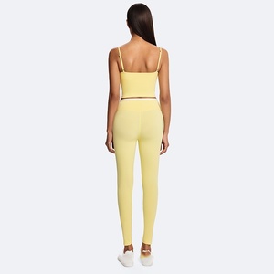 Quarter-zip Halter Neck Crop <b>Top</b> High Waist Full-Length <b>Leggings</b> 5-Piece Yoga Set Quick Dry Print Seamless Polyester/Nylon - Product Image 2