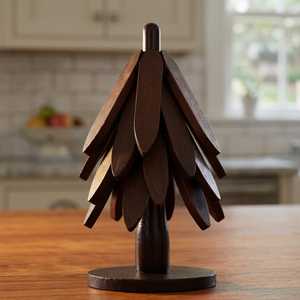Wooden Shape <b>Trivet</b> Set Star Design Non Slip <b>Kitchen</b> Heat Resistant Mat Modern Style Table Decoration 20cm Diameter Handmade - Product Image 1