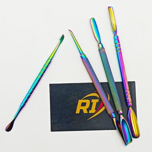 Dual-End Stainless Steel Nail Pusher <b>Tool</b> Set Reusable Manicure Cuticle <b>Remover</b> Double Head Rainbow Color Professional - Product Image 3