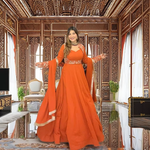 ชุดคุर्ตา/คุर्ติผ้าจอร์เจตต์ปักลายสวยงามแบบดั้งเดิมสำหรับผู้หญิง สไตล์ทันสมัย เหมาะสำหรับงานแต่งงาน งานดิวาลี งานปาร์ตี้ ผ้าจอร์เจตต์แห้งเร็ว - Product Image 1