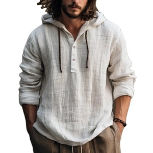 2024 nueva blusa informal para hombre, camisa de lino y algodón, camisetas holgadas, camiseta de manga larga, camisas informales para hombre de primavera y otoño - Product Image 1