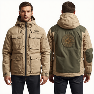 Premium <b>Men's</b> <b>Utility</b> Style Puffer <b>Jacket</b> Featuring Heavy Tube Quilting with Embroidered Outdoor Inspired Fashion Design - Product Image 3