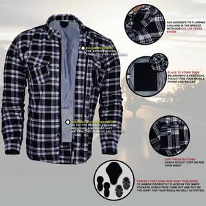 2026 High Quality Abrasion Resistant Breathable Full Sleeve Beaded Unisex % Cotton Motorcycle Flannel <b>Shirt</b> CE Certified - Product Image 4