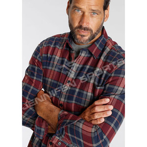 Chemise en flanelle 100 % coton pour homme, manches longues, col montant, boutonnée, motif écossais, anti-boulochage, tricotée, chaude - Product Image 5