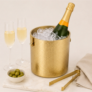 Seau à glace en laiton martelé avec plateau en marbre, double paroi isolée, pour champagne et vin, articles de bar en métal de qualité supérieure - Product Image 2