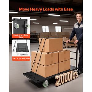 Carrello Industriale Robusto con Piattaforma, Capacità 900 kg, Carrello in Acciaio con Ruote Girevoli e Maniglia - Product Image 2