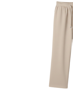 Custom Beige Wide Leg Sweatpants Women Elastic Waist <b>Drawstring</b> Lounge Pants Casual Loose Fit Custom Bulk Manufacturer Supply - Product Image 3