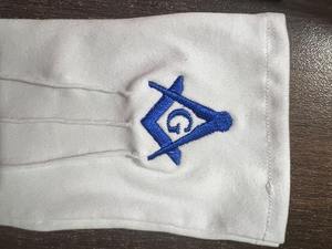 Gants maçonniques en coton blanc 100% avec compas carré et G - LOT DE 6 - Product Image 2