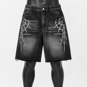 Pantalones Cortos Ecológicos de Alta Calidad para Hombre, Negros, Personalizados, con Dobladillo sin Rematar, Venta al Por Mayor - Product Image 1