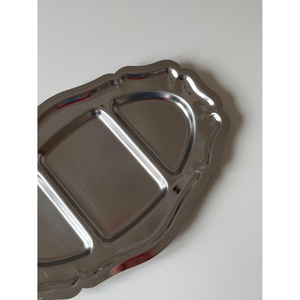 Plateau de service en métal à prix avantageux pour la maison et l'hôtel, plateau ovale en acier inoxydable plaqué argent - Product Image 6