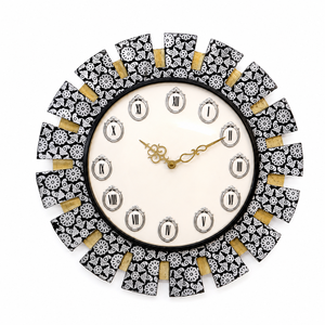 Handcrafted Wooden Painted <b>Battery</b> Operated Quartz Contemporary Decorative Wall <b>Clock</b> with Artistic Floral Dial - Product Image 1