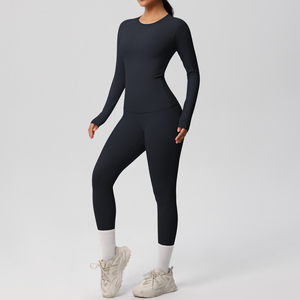 Custom Logo Free Match Fitness Clothing Butt Lift Leggings Full Zip <b>Jacket</b> Gym ActiveWear 2Piece <b>Workout</b> Yoga Suit Set for Women - Product Image 5