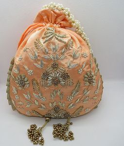 BEST Lightweight Handmade Embroidered Beaded Drawstring Potli Bag for Evening Party Bridal <b>Wedding</b> Jewelry Cosmetics Storage - Product Image 5