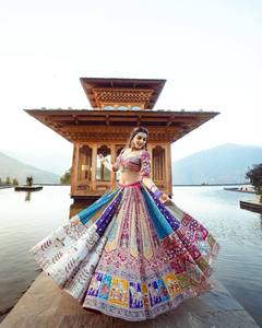 Lehenga Choli Étnico para Mujer, Dupatta Estampada de Seda, Vestido Tradicional Gujarati para Bodas, Fiestas y Navratri - Product Image 2