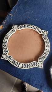 Bohemian Bone Inlay Wall <b>Mirror</b> With Floral Inlay <b>Frame</b> Irregular Shape Handmade Bathroom Decor - Product Image 4