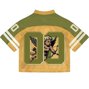 Camiseta de malla con cuello en V estilo boxy Glory Custom, nueva camiseta gráfica de estilo vintage a la moda para uso unisex en la calle y informal. - Product Image 2