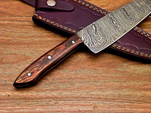 Couteau de cuisine professionnel en acier Damas forgé à la main, manche en bois, vente en gros, OEM, fabricant et fournisseur sur mesure - Product Image 6