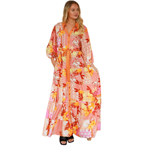 Vestido largo informal con estampado floral para mujer, estilo línea A, para vacaciones - Product Image 3