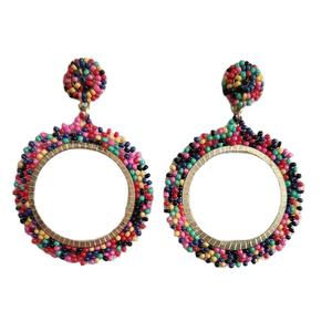 Latest Designer <b>Blue</b> Color Metal Rings Earrings with Shape <b>Blue</b> Beads Women's <b>Party</b> Casual Wear Hoop Earrings Indian Seller - Product Image 3