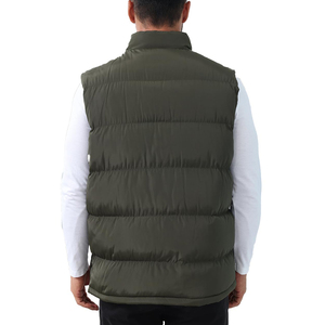 Men's Burgundy Stand Collar <b>Quilted</b> Fleece Vest Breathable Quick Dry Zipper Closure Windproof Casual <b>Winter</b> Outerwear - Product Image 3