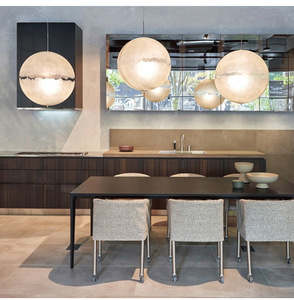 Lustre suspendu ovale à LED pleine lune nordique, luminaire suspendu à intensité variable pour salon, restaurant, chambre à coucher, bar, table - Product Image 3