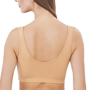 Soutien-gorge de sport sans couture pour femme, col ras du cou, bretelles non réglables, maintien moyen, respirant, pour yoga et activités sportives, couleur chair unie, vente en gros - Product Image 3