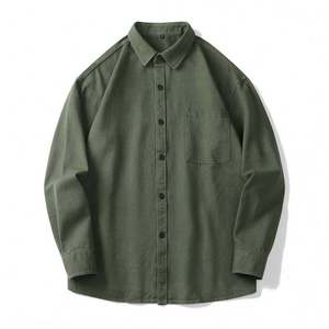 Summer Breathable Knitted 160g Polyester/Cotton Satin Solid Casual Anti-Wrinkle Single Button Turn-<b>down</b> Collar Full Men's Shirt - Product Image 5