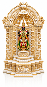 Temple traditionnel du sud de l'Inde en teck, style tamilien, sculpté à la main, en bois, pour la maison, blanc et or, Mandir USA - Product Image 2