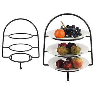 Moderno Soporte Metálico de 3 Niveles para Pasteles con Platos Blancos para Exhibición de Postres, Uso en Interiores, Diseño Independiente con Recubrimiento en Polvo Antioxidante - Product Image 4