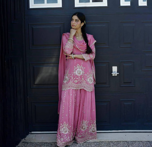 Women's beautiful Georgette <b>Kurti</b> with Dupatta Heavy Embroidery Slim Fit Winter Party Wear Dress Adults abaya dress modest - Product Image 1