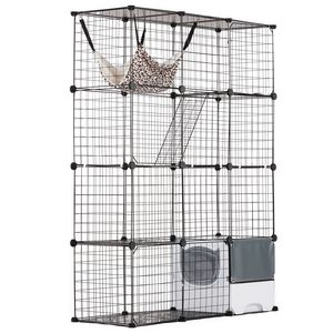 Large 4-Tier <b>Cat</b> Cage 41 X 14 X 55" Detachable Metal Wire Enclosure with Litter <b>Box</b> Hammock Ramp Ladders for Indoor Use - Product Image 1