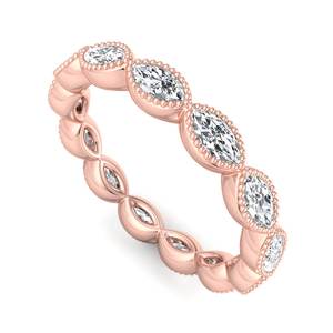 Bague d'éternité de luxe en or rose avec diamants taille marquise, sertie de milgrain <span class=keywords><strong>vintage</strong></span>, empilable, pour femme, bijoux de mode - Product Image 4