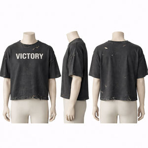 เสื้อยืดโอเวอร์ไซส์ทรงบ็อกซี่ สไตล์วินเทจขาดๆ ซักสีซีด  รุ่นใหม่มาแรง ของแท้จากโรงงาน สำหรับผู้ชาย - Product Image 2