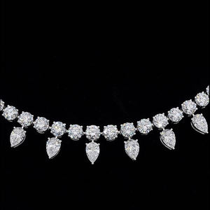 AMBER JEWELS Collar de Diamantes de Platino, Corte Pera, Color E, Natural, Certificado por IGI, Oro Sólido de 18K, Joyería de Lujo Unisex para Bodas - Product Image 3