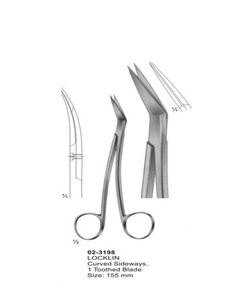 Ciseaux nasaux Locklin courbés latéralement 155 mm en acier inoxydable, ciseaux chirurgicaux ORL, instrument médical réutilisable - Product Image 1