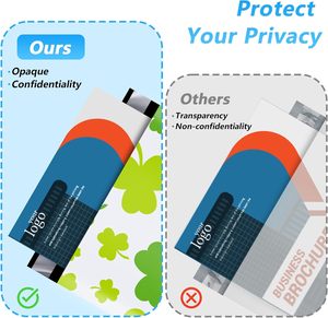 Sacs d'expédition imperméables et résistants aux déchirures pour vêtements, sacs en polyéthylène pour l'expédition, sacs d'emballage imprimés trèfles - Product Image 3