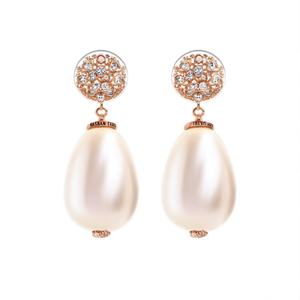 Boucles d'oreilles pendantes en or rose plaqué or avec breloque perle pour femme - Style ethnique religieux classique - Product Image 2