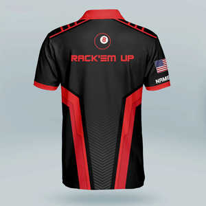 เสื้อทีมบิลเลียดพิมพ์ลายดิจิตอลแบบซับลิเมชั่นสำหรับผู้ชาย ออกแบบเองได้ตามสั่ง (OEM) สำหรับการแข่งขันโต๊ะพูล - Product Image 5