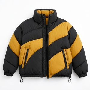Men's Black <b>Yellow</b> Color <b>Puffer</b> <b>Jacket</b> Winter Coat Stand Collar Zip Up Outdoor Streetwear Custom Apparel OEM ODM - Product Image 5