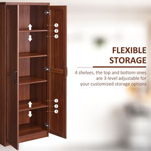 Armadio Dispensa da Cucina a 2 Ante da 160 cm con 5 Ripiani e 2 Ripiani Regolabili, Marrone, per Sala da Pranzo - Product Image 5
