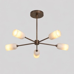 Lámpara Colgante de Techo Moderna de Bronce de Calidad Óptima con Pantallas de Mármol, Diseño Circular, Accesorios de Iluminación - Product Image 1