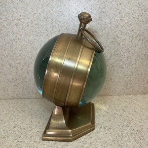 Vintage Brass Desk & <b>Shelf</b> Marine Clock with Compass Bubble Glass Magnified Globe Table Clock Antique Nautical Home Office Decor - Product Image 6