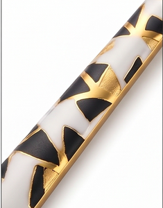 Ensemble de couverts modernes en or avec manche en céramique blanche, motif géométrique, passe au lave-vaisselle, vaisselle de mariage - Product Image 2