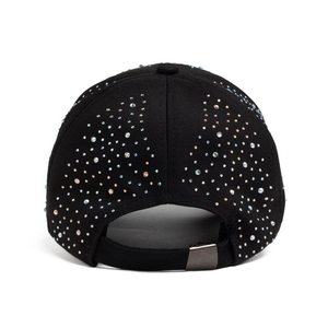 <b>Black</b> Rhinestone Embellished <b>Baseball</b> <b>Cap</b> Adjustable Unisex Fashion Hat Casual Wear Four Seasons Adult Style - Product Image 4
